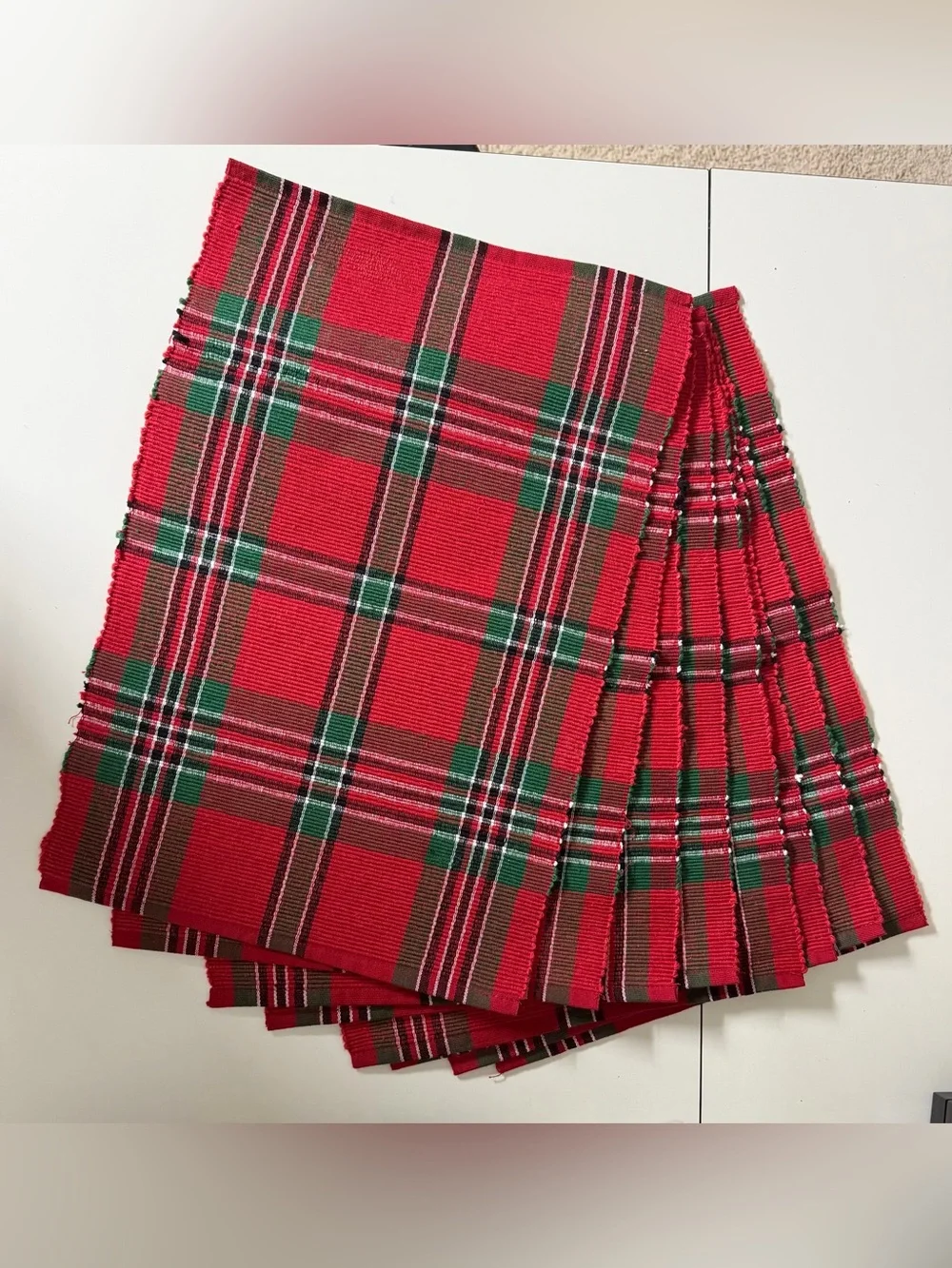 Set of 6 Red Plaid Placemats
